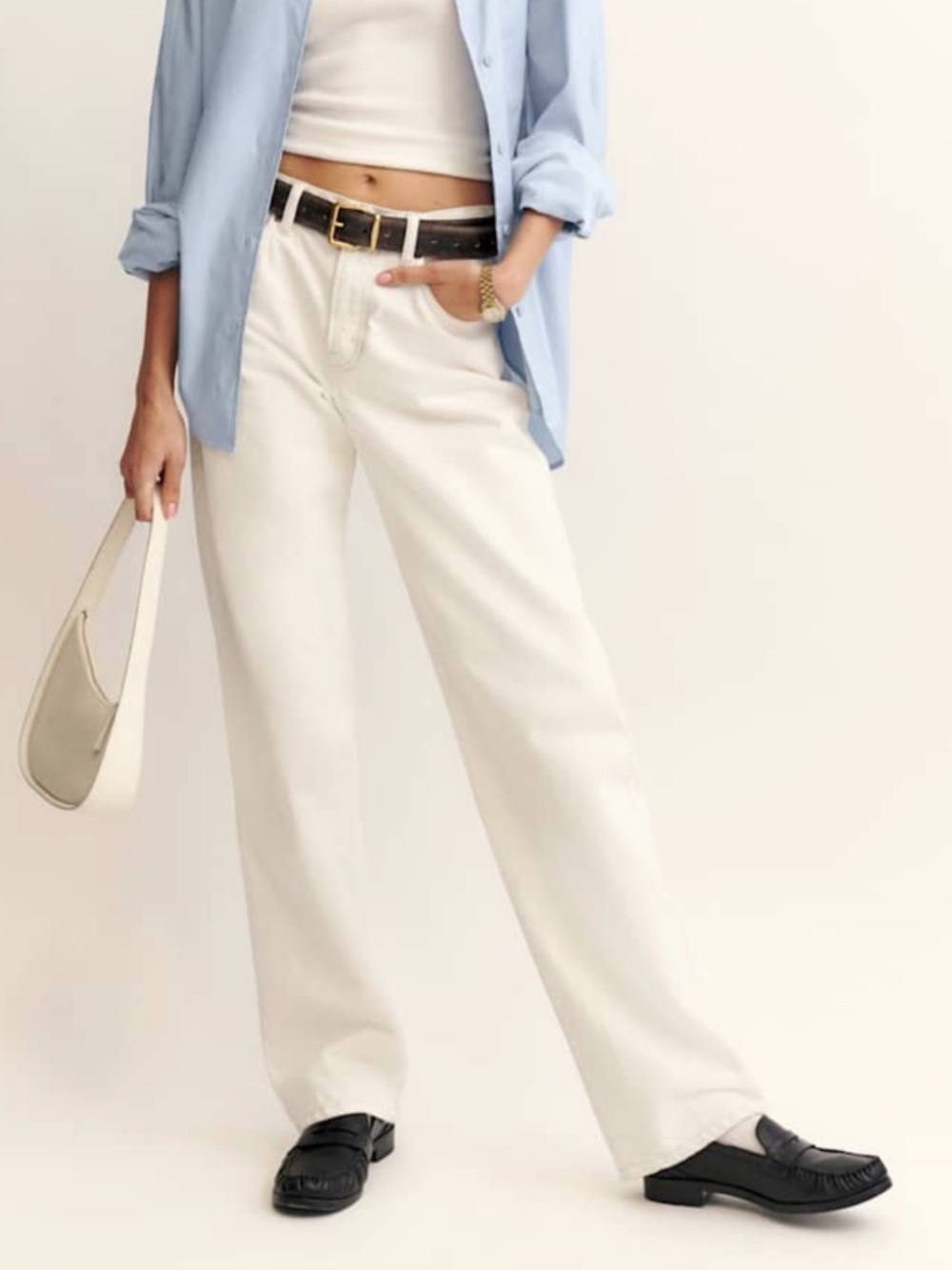 NWT Reformation Val 90s Mid Rise Straight Cream Jeans Size 27